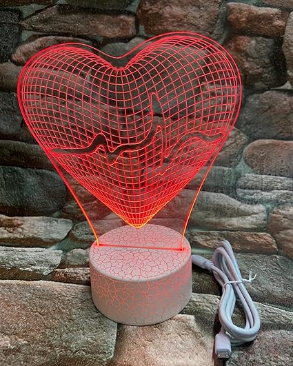 SNOOGG Valantine Crack Heart Design Night Light lamp, Dimmable with Touch Function Sturdy ABS Base in Crack Design for Kids Teenagers Adults Families for Home Bedroom