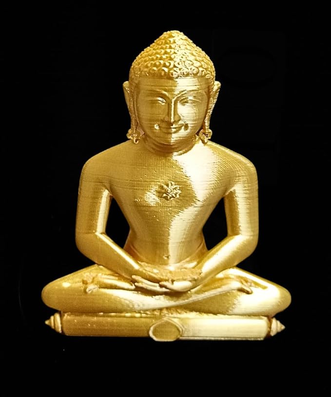 SNOOGG Pack of 2 in 4 inch Size .Gold Lord Mahaveer Swami Murti Statue Idol Sculptur Figurine. for use in Your Art and Craft Creation, Resin Art
