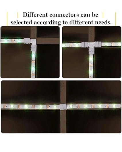 SNOOGG 10 Pack + PLUIS Shape 3 pin Solderless and Gapless Connector 8 mm Unwired for LED Strips Terminal Extension 12V 72W