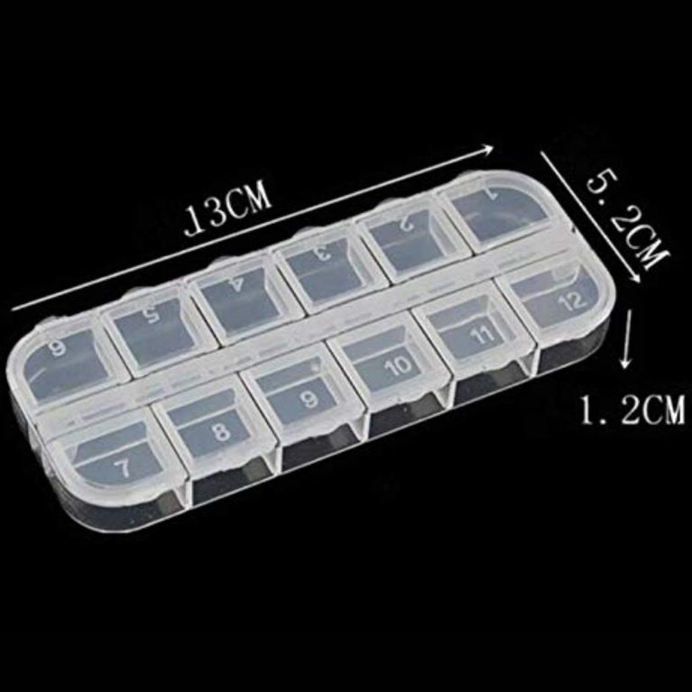 The Snoogg Portable Fold Flip Organizer is a Container Box with Small compartments, Ideal for Storing Medicines, Small Accessories, and Travel Essential (10 Pack â€“ 12 Compartment)