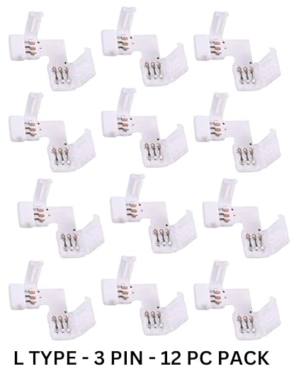 snoogg 12 pack l shape 3 pin solderless and gapless connector 8 mm unwired for led strips t