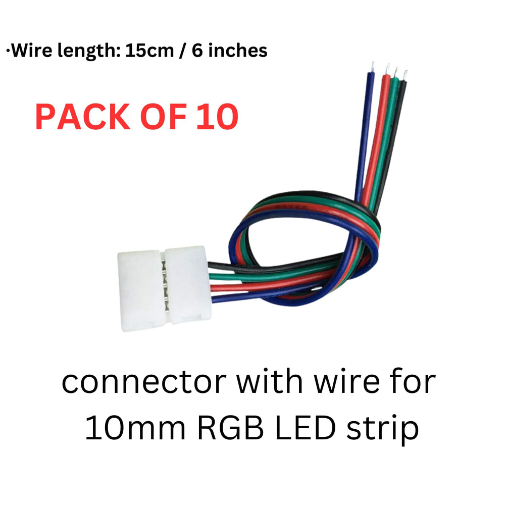 SNOOGG 10 mm Solderless 4-Wire Connector Clip for 5050/2835 RGB LED Strip Light.