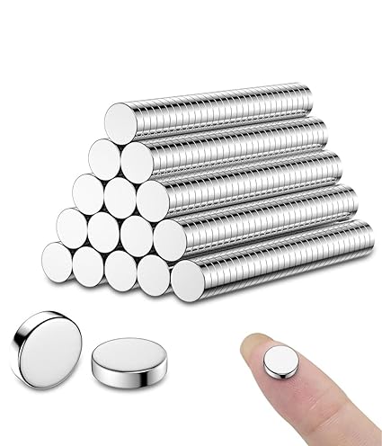 SNOOGG 25-pack of Neodymium Silver 6 x 1.5 mm, Fridge Magnets for Whiteboard, Crafts, DIY, Science, craft, Office, Industrial, projects (Not use for Age under 14 Years)