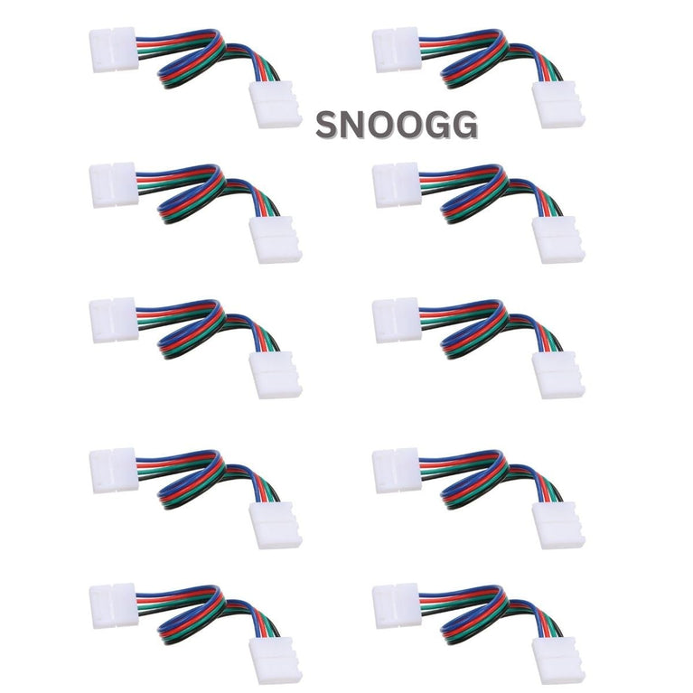 SNOOGG You Will Receive 10 Pack 8 mm 4 pin LED RGB Light Strip Extension Connectors at Both Side with 16 CM 2 core Wire Solderless and Gapless Adapter Terminal