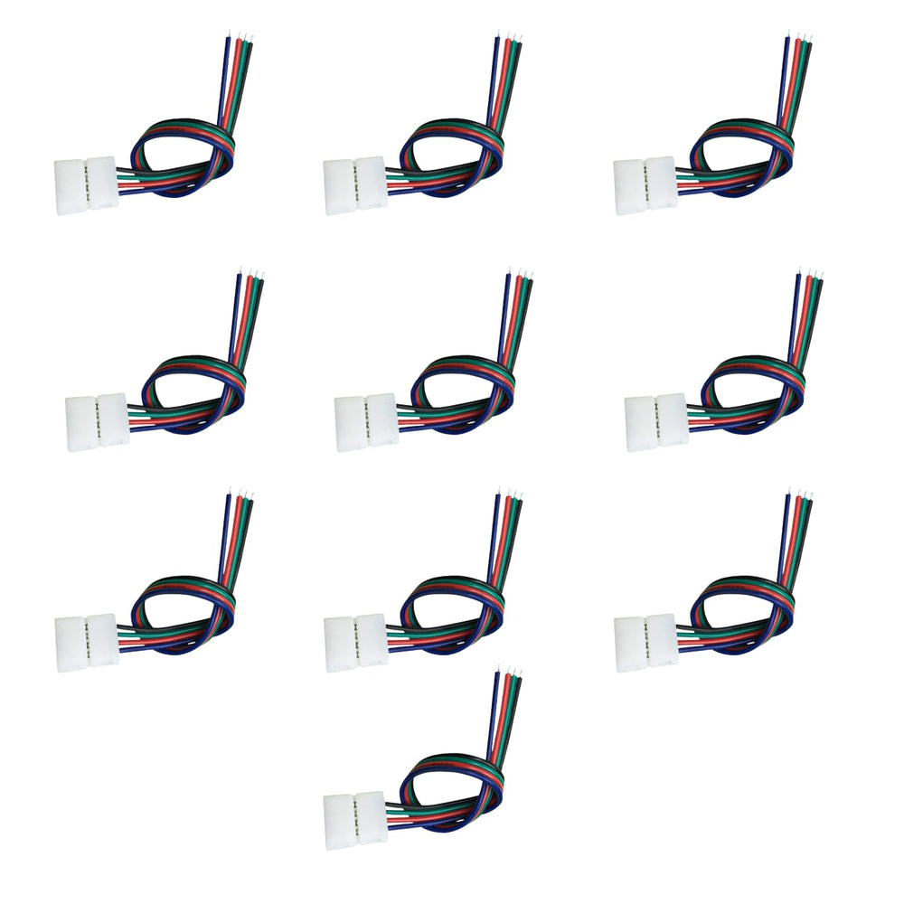 SNOOGG 10 mm Solderless 4-Wire Connector Clip for 5050/2835 RGB LED Strip Light.