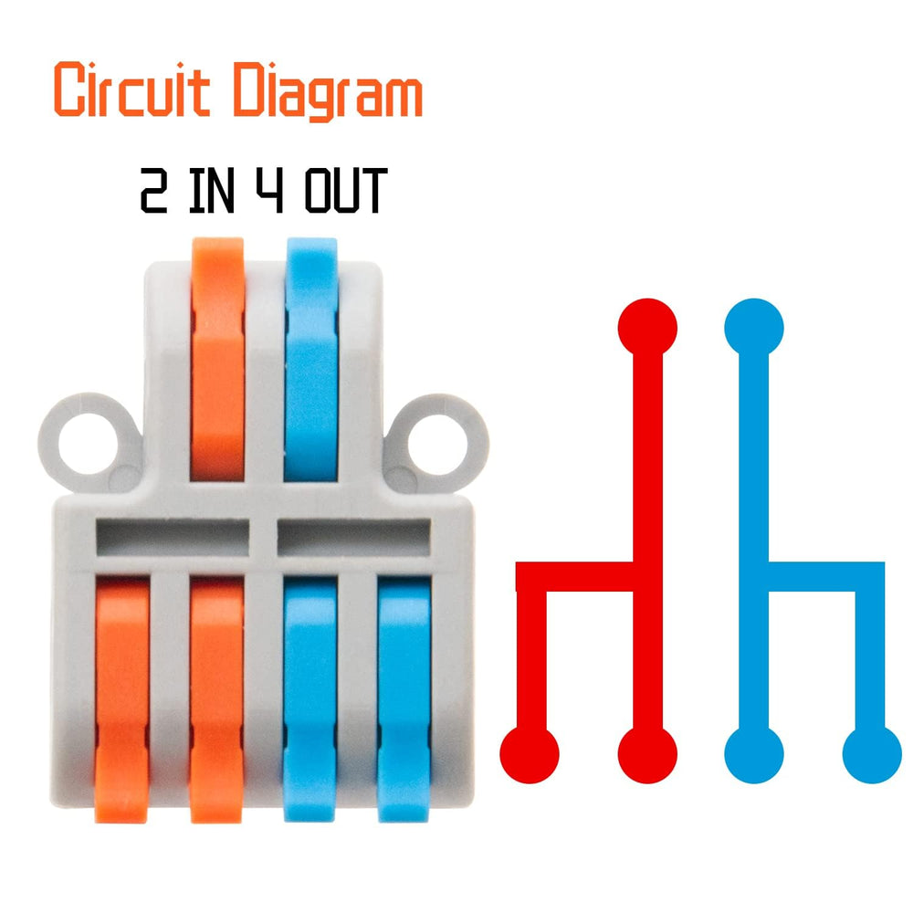 snoogg diy mini quick terminal junction block compact splice electrical 2 in 4 out connecto