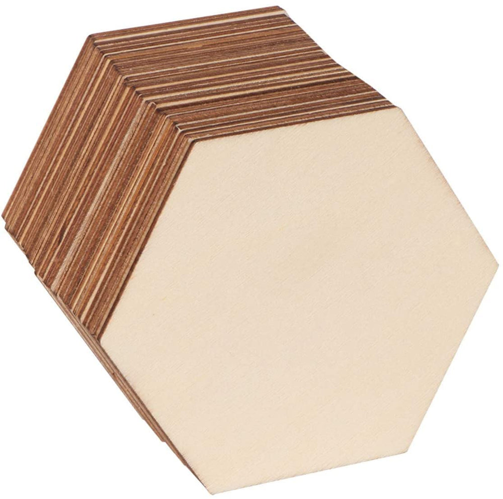 Snoogg MDF Pine Wood for Art and Craft for Resin Art, Mandala Art, Painting, Student Project, DIY Project. Shape Hexagon Size 4 Inch Pack of 20