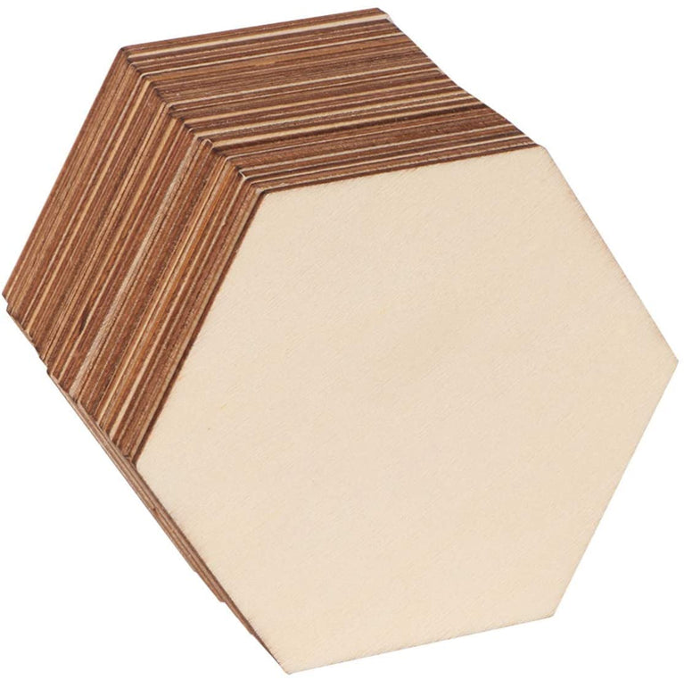 Snoogg MDF Pine Wood for Art and Craft for Resin Art, Mandala Art, Painting, Student Project, DIY Project. Shape Hexagon Size 4 Inch Pack of 20