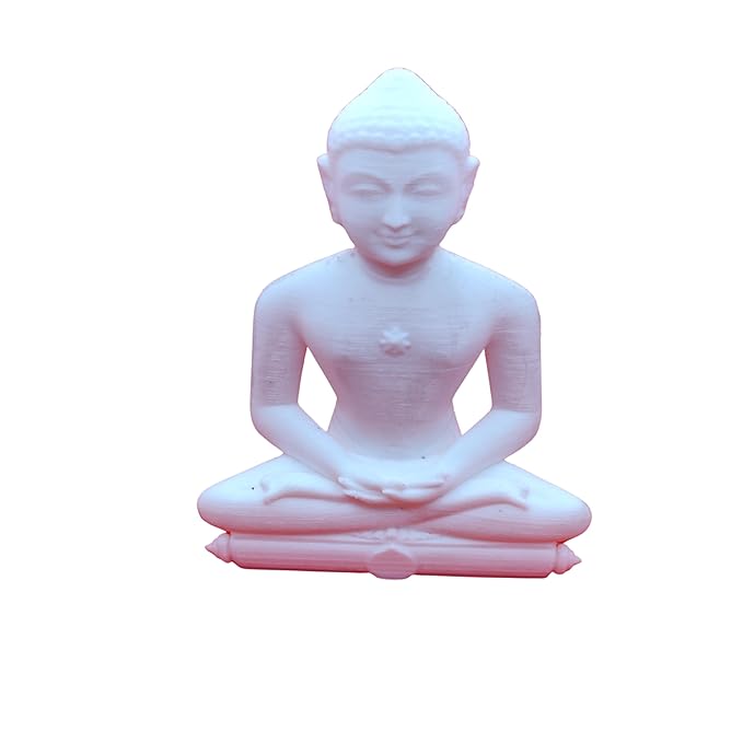 SNOOGG 3D Model White Mahaveer Jain Mahavir Swami Murti Statue Idol Sculpture Figurine. for use in Your cart and Craft Creation, Resin Art, DIY Size 4 inch Subject Jainism