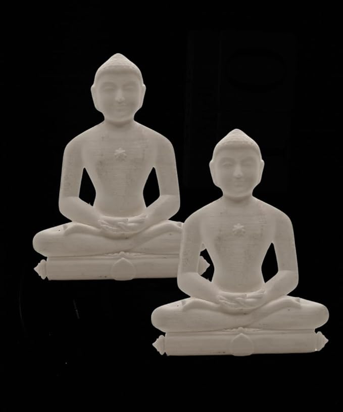SNOOGG Pack of 2 Lord Mahavir 3D Statue in Gold Glossy Silk Sculpture is 3D Model and 5 inch Size use for Art and Craft Creation, Resin Art, DIY