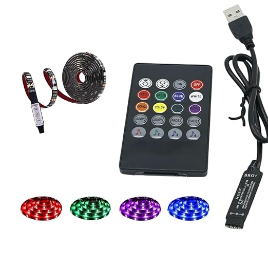 SNOOGG 20 Keys Remote Music Activated Infrared Controller with 2 Meter RGB LED Strips, Work Without Bluetooth (with 2 Meter RGB LED)