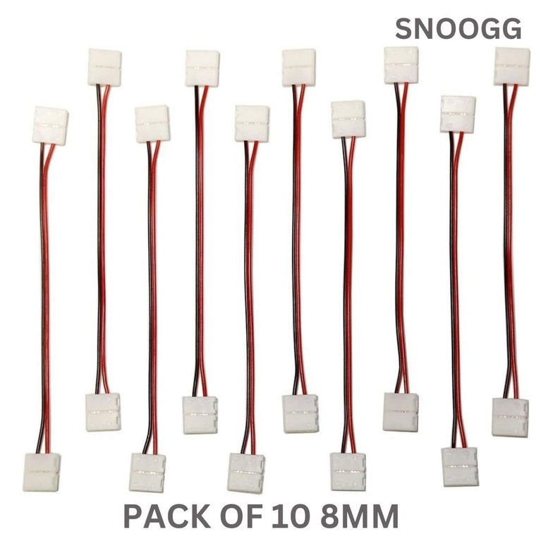 SNOOGG You Will Receive 20 Pack 8 mm 2 pin LED Light Strip Extension Connectors at Both Side with 16 CM 2 core Wire Solderless and Gapless Adapter Terminal