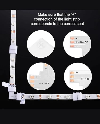 snoogg 12 pack l shape 3 pin solderless and gapless connector 8 mm unwired for led strips t