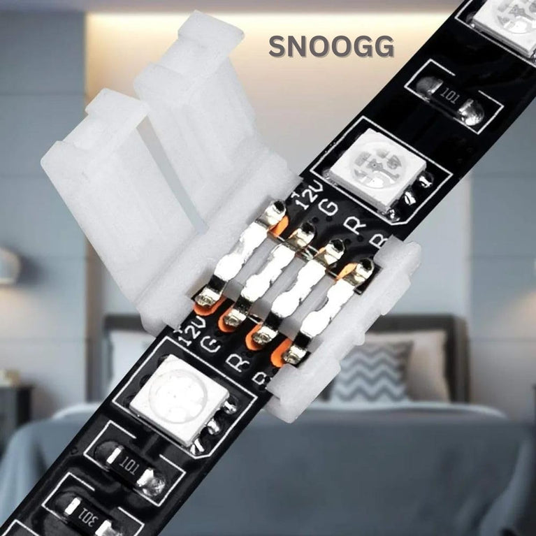 SNOOGG 8 mm 20 Pack L Shape 4-Pin RGB LED Light Strip Corner Connectors, Right Angle Solderless and Gapless Adapter Terminal Flexible LED Light Strip Connectors