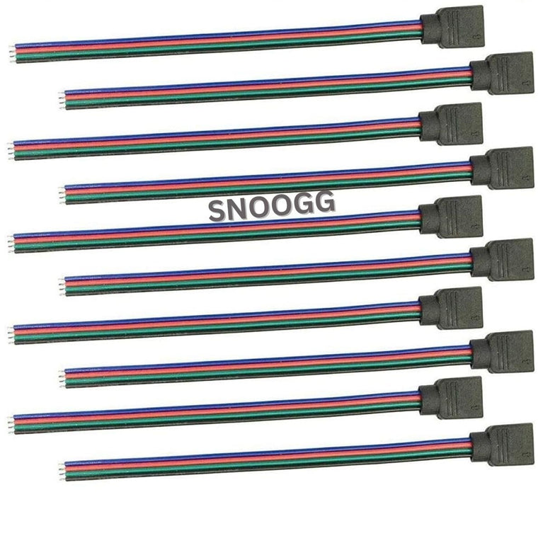 SNOOGG 15 Pack of 4 pin RGB Female Needle pins Extension Connector with 4 core Wire 6 cm for Flexible led Strip gapless Adaptor Terminal Quick Terminal Wire Connector LED Strip Light Wire Connecting