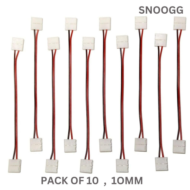 SNOOGG You Will Receive 20 Pack 10 mm 2 pin LED Light Strip Extension Connectors at Both Side with 16 CM 2 core Wire Solderless and Gapless Adapter Terminal