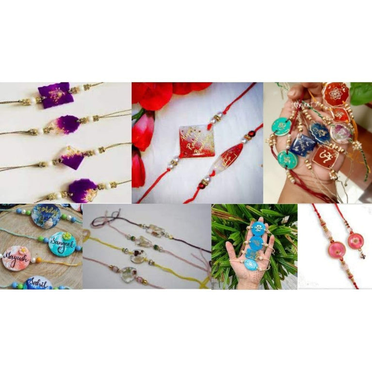 SNOOGG Om Shree Rakhi and 13 Cavity Jewellery Mold for Silicone Epoxy Resin Rakhi Jewelry Necklace & Keychain and More