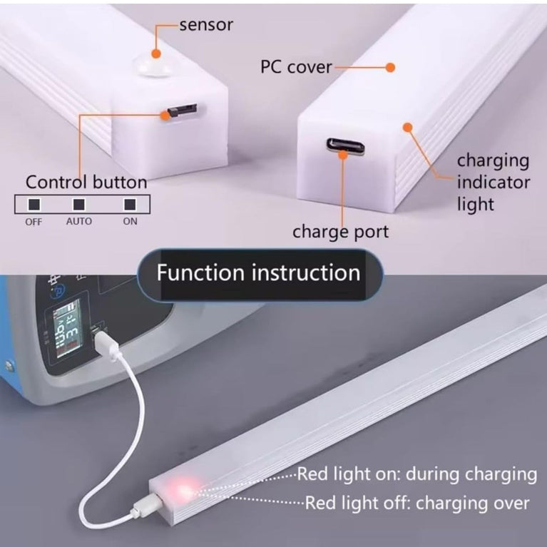 SNOOGG USB Rechargeable 12 Inch LED: Ideal Human Body Sensor Light for Showcases and Kitchen Wine Racks Closet & Kitchen Lighting Wardrobe, Showcases Stare case