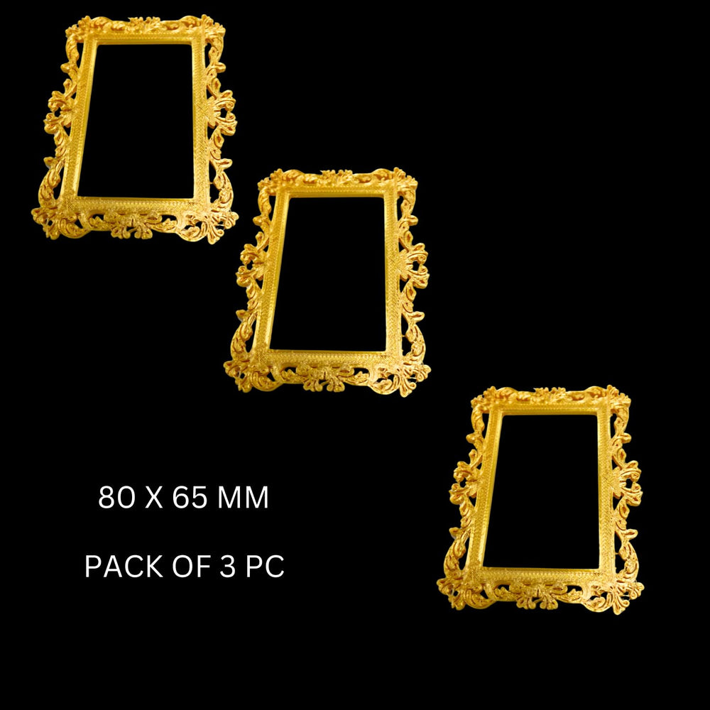 Snoogg 3D Gold PLA Plastic Filament: Vintage Photo Frames Suitable for Resin Art, Shadow Boxes, Miniatures, DIY Ventures, Gift Ideas, and Home Styling - Set of 3 Size 85mm"