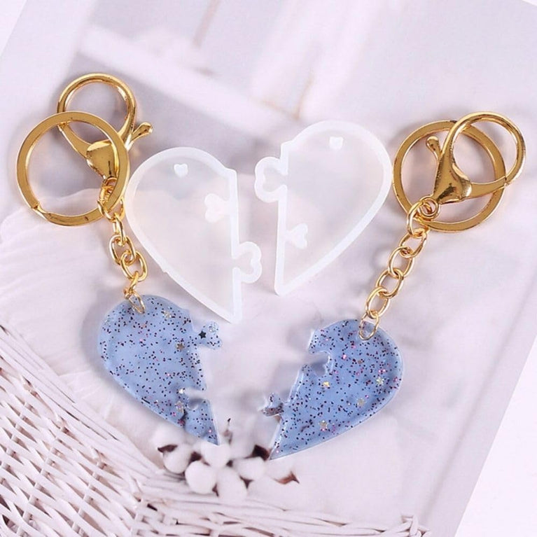 SNOOGG Pack of 2/1 Piece of Heart Photo Stand and 1 Piece of Heart Lock Pair Mould Epoxy Resin Casting Moulds for Making and DY Making Souvenir Handmade Crafts Home Decoration
