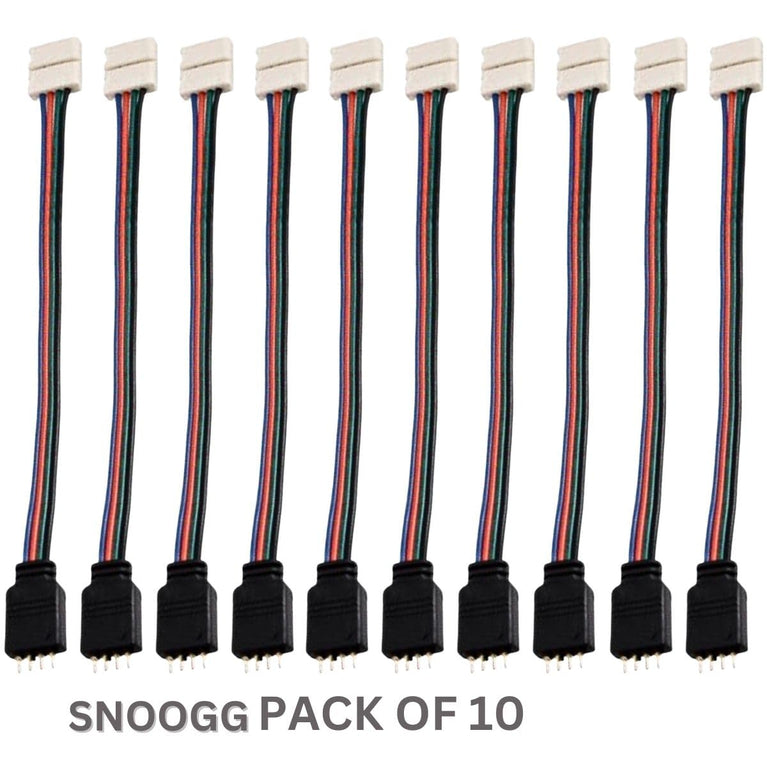 SNOOGG 10 Pack of 4 pin RGB Male Needle pins and Other end 4 pin led Strip Quick connectors for Extension of Flexible led Strips