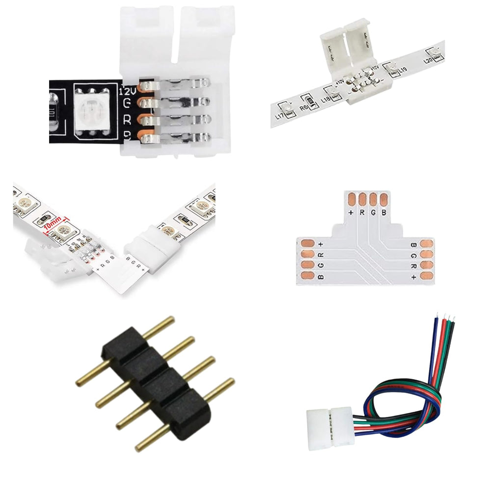 SNOOGG Perfect Essentials connectors Bundle for led Lighting & Decoration Solution as Flat Screen TV Backlight, Under The Counter or Cabinet, Mood Light and at Endless Applications