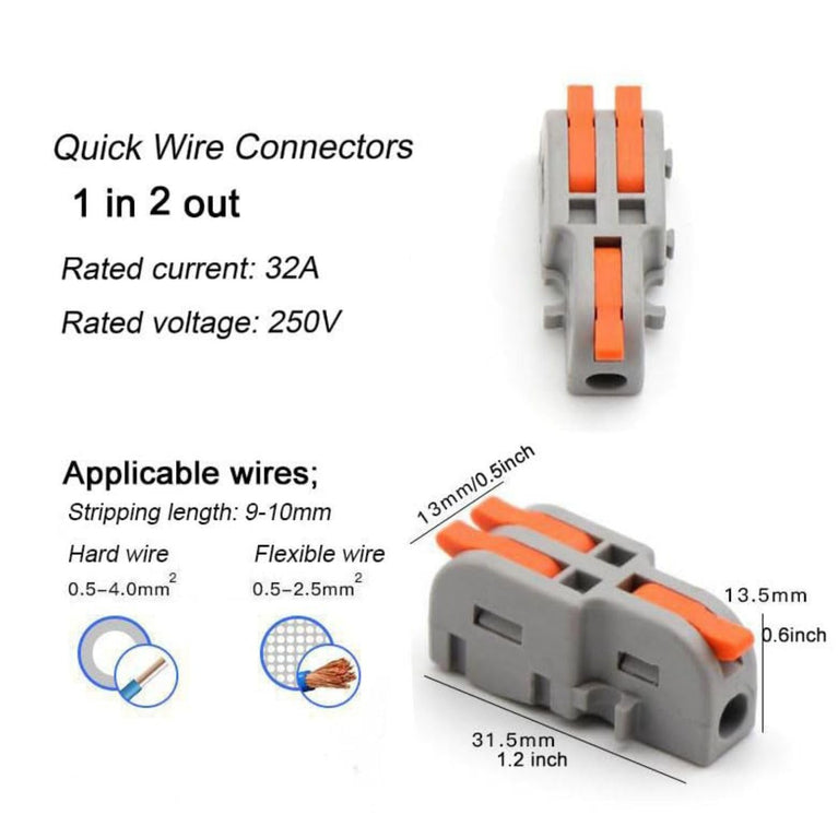 snoogg diy mini quick terminal junction block compact splice electrical 1 in 2 out connecto