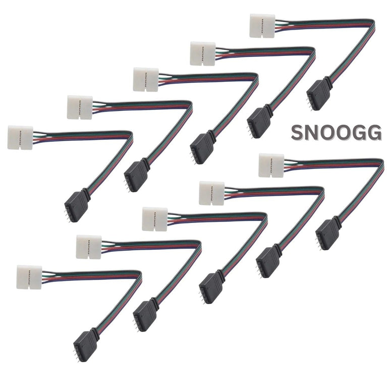 SNOOGG 10 Pack of 4 pin RGB Male Needle pins and Other end 4 pin led Strip Quick connectors for Extension of Flexible led Strips