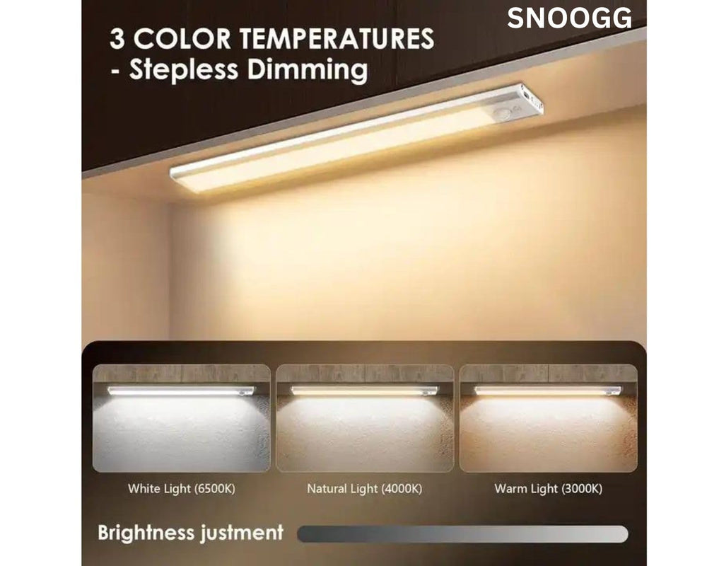 SNOOGG Under Cabinet Lights, LED Motion Sensor Under Cabinet Lighting, 3 Color Temperatures Closet Light for Wardrobe, Cupboard, Kitchen, 20CM Wireless Rechargeable (3)