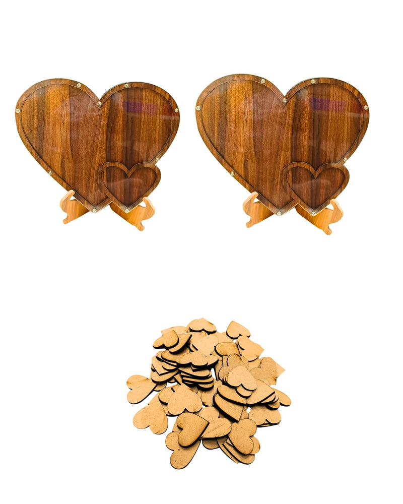 SNOOGG Rustic wedding decor to create a cosy and romantic atmosphere, heart-shaped guest book for weddings, anniversary receptions with wooden hearts drop box Pack of 2