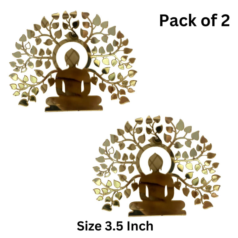 Snoogg Lord Under Tree Mahavira â€“ 24 tirthankar of Jain Relgion Pack of 1 Gold Acrylic Laser Cutout in Size 3.5 Inch for Home dÃ©cor, DIY, Resin Art.