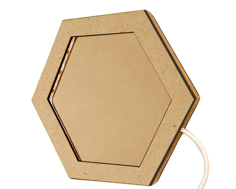 SNOOGG 6 inch Lighted Hexagon Frame to Elevate your creativity ands collection ideal for pictures, signs, paintings, and art displays. Built-in LED lights to highlight your creations and display