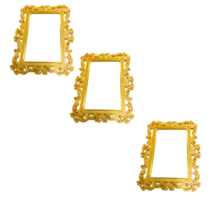 Snoogg 3D Gold PLA Plastic Filament: Vintage Photo Frames Suitable for Resin Art, Shadow Boxes, Miniatures, DIY Ventures, Gift Ideas, and Home Styling - Set of 3 Size 85mm"