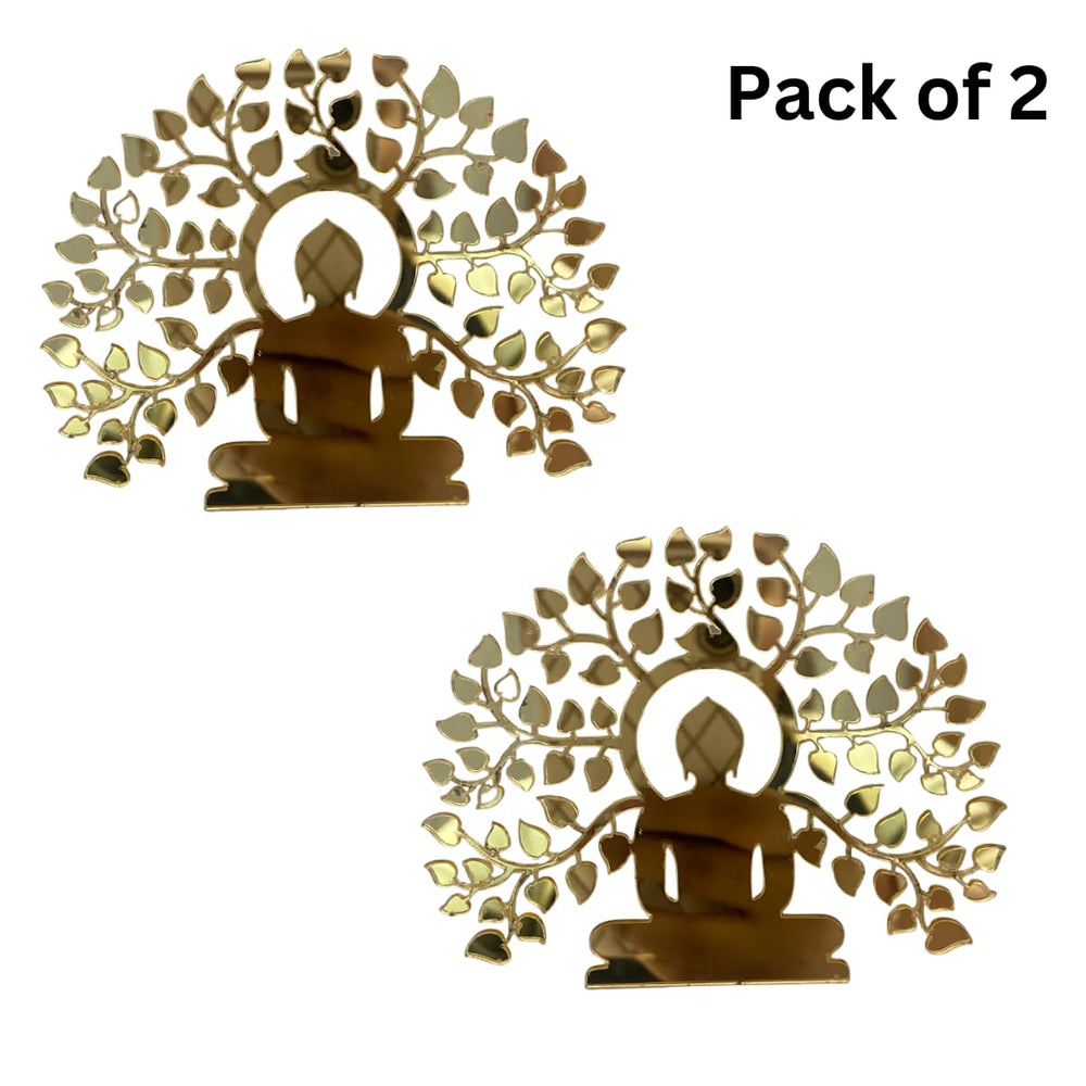 Snoogg Lord Under Tree Mahavira â€“ 24 tirthankar of Jain Relgion Pack of 1 Gold Acrylic Laser Cutout in Size 3.5 Inch for Home dÃ©cor, DIY, Resin Art.