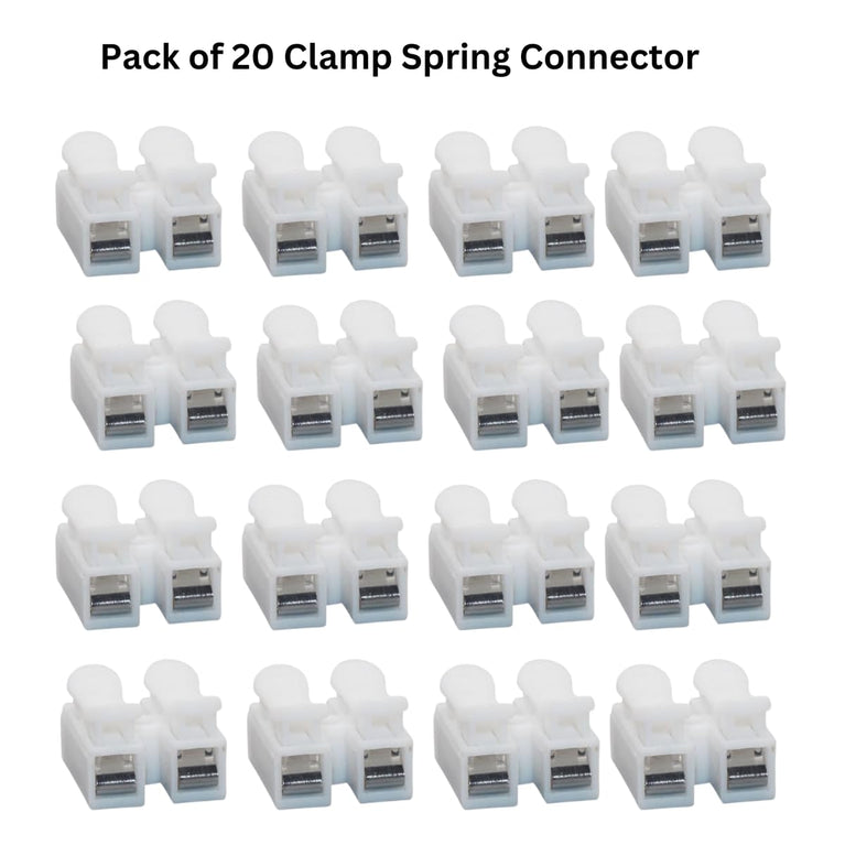 SNOOGG 20 Pack 2 Pin Wire Connectors, Spring Wire Connectors Terminal Cable Clamp Connectors, Quick Terminal Wire Connector for Wire LED Strip Light Wire Connecting