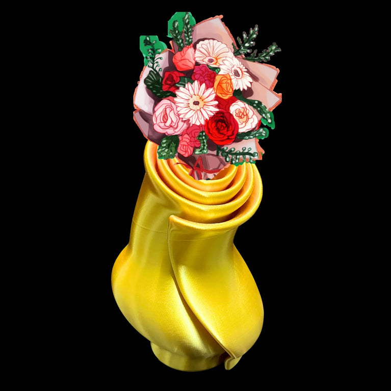 3D Printed Golden PETG Silk Modern Flower Designer Vase for Flowers, Decorative Vases Centre Pieces for Table Home Office DÃ©cor â€“ 6 Inch.