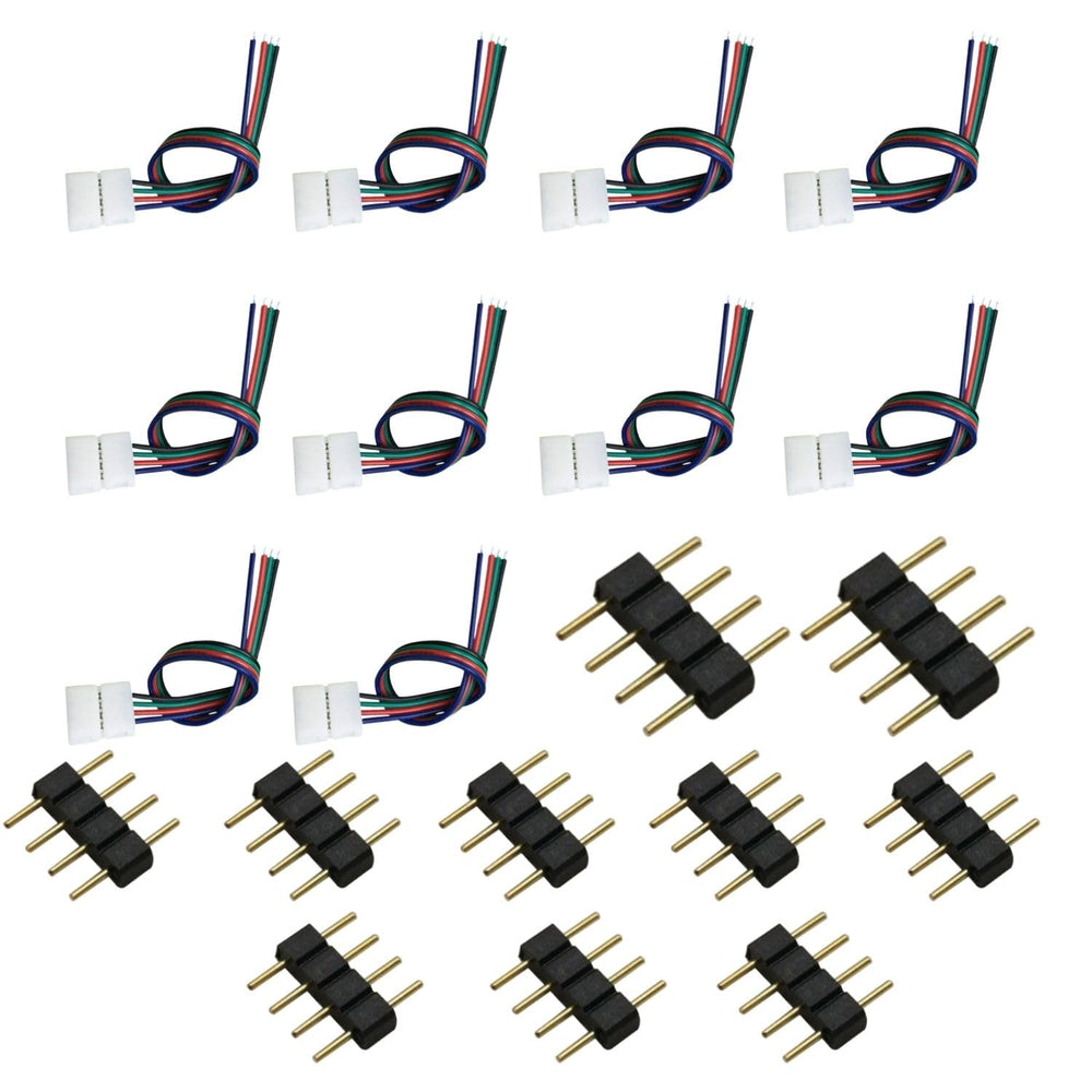 SNOOGG 4 pin connector with 6 inch cable 4 core for Solderless for COB/SMD 2835 3528 RGB color LED Strips extension connection