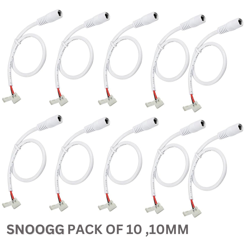 SNOOGG 10 Pack DC Power Female Connector Other end 2 pin 10 mm Quick Connector for Flexible led Strip gapless Adaptor Terminal.