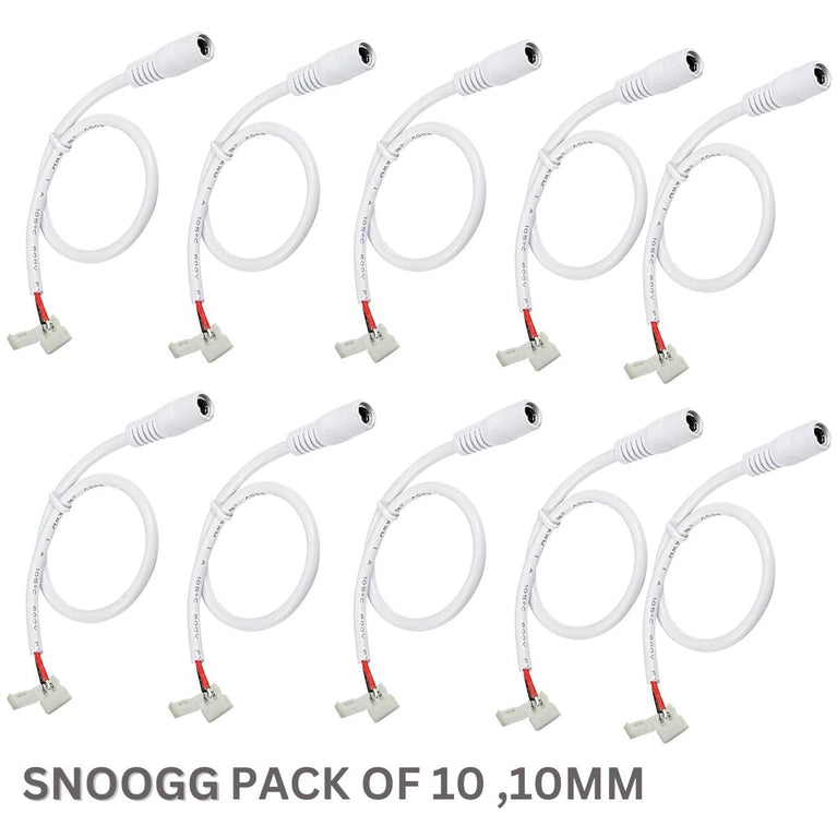 SNOOGG 10 Pack DC Power Female Connector Other end 2 pin 10 mm Quick Connector for Flexible led Strip gapless Adaptor Terminal.