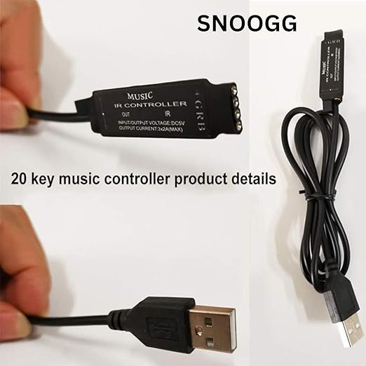 snoogg 20 keys remote music activated infrared controller with 2 meter rgb led strips work 