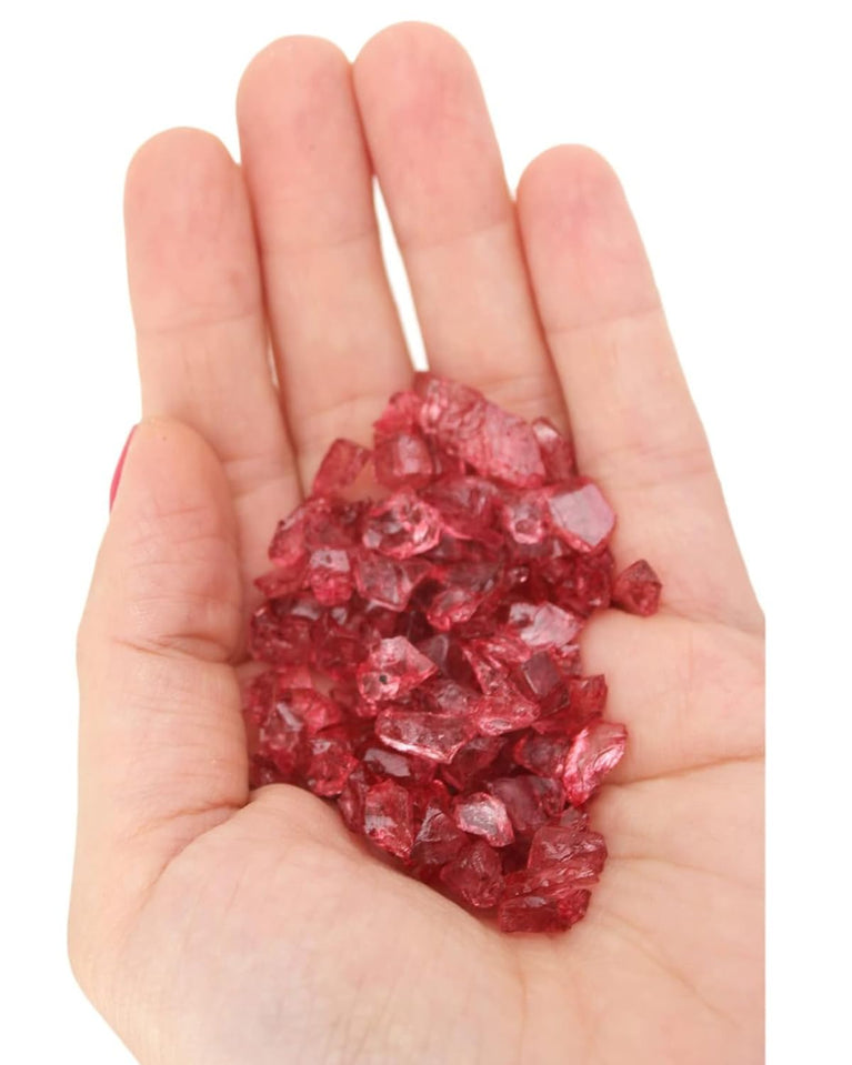 SNOOGG Pack of 300 Gram high Lustre Shiny Uneven Stones 2 to 6 mm for Resin Art Decor Table top Aquarium DIY and More (Red)