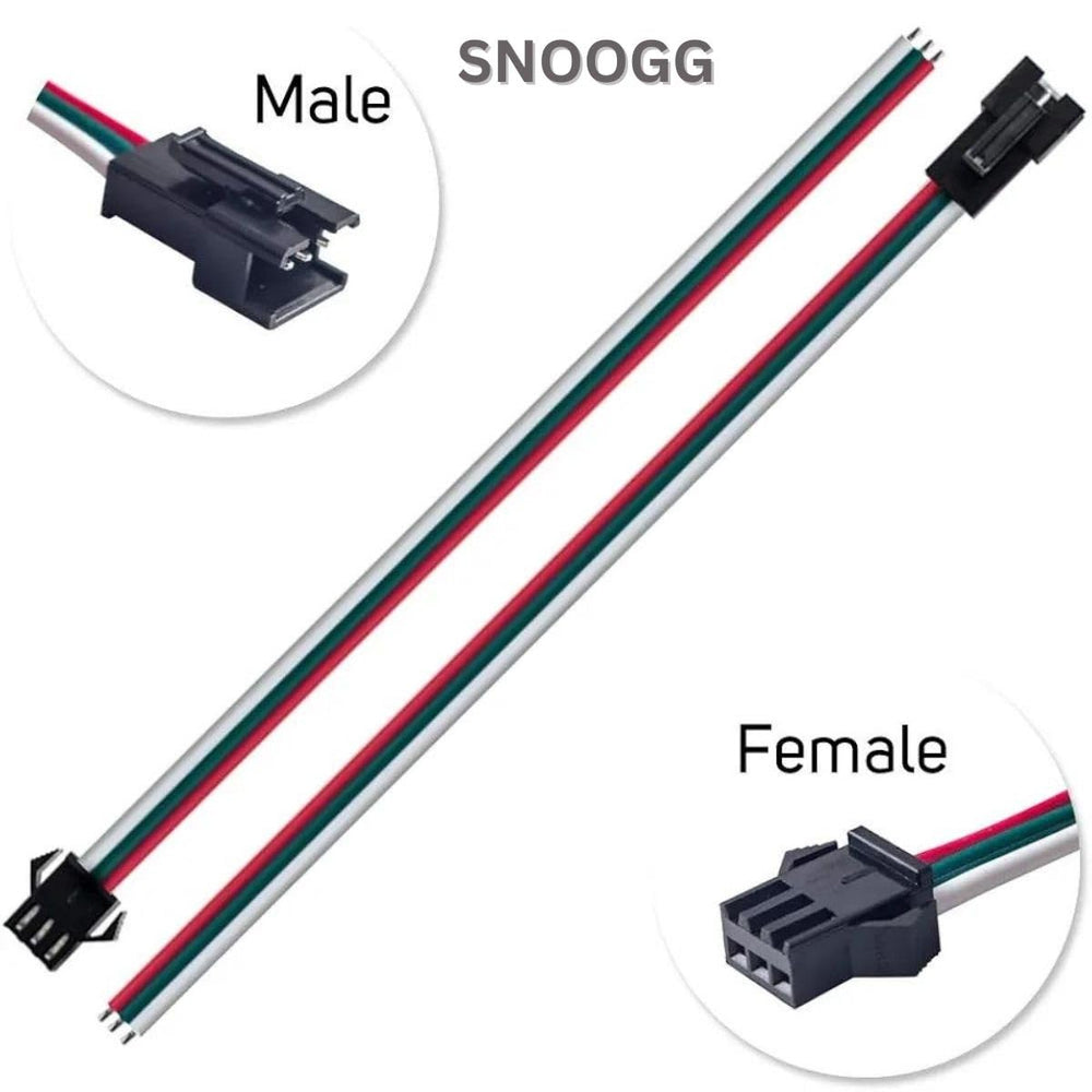 snoogg 16 pairs 3 pin connectors 15cm 20awg wire female male led connector for ws2812b ws28