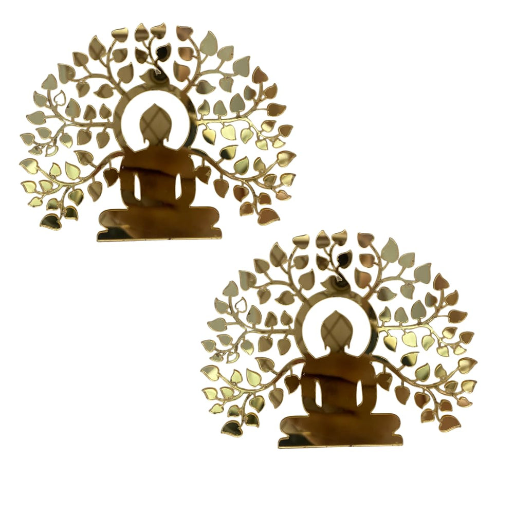 Snoogg Lord Under Tree Mahavira â€“ 24 tirthankar of Jain Relgion Pack of 1 Gold Acrylic Laser Cutout in Size 2.5 Inch for Home dÃ©cor, DIY, Resin Art.