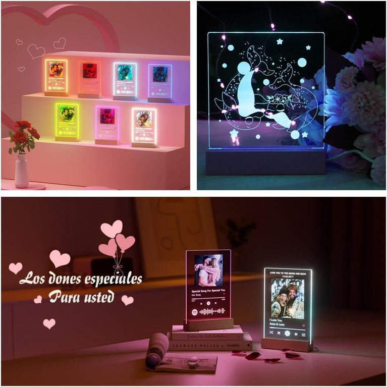 SNOOGG Erasable LED Sign, Wood Base: Acrylic Writing Board & 6 Pens. Ideal for Festival Message Displays, Office Memos & Illuminated Room Gifts