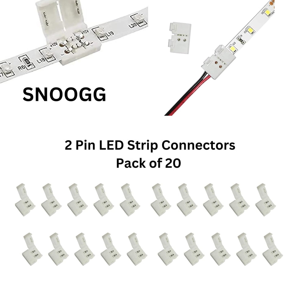 snoogg 2 pin 8mm pack of 20 piece solderless led strip connectors diy strip to wire quick c