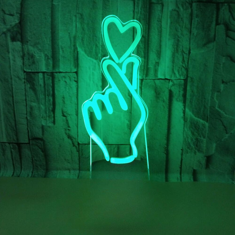 SNOOGG USB Acrylic Night Light LED Table Desk Bedroom Decor Gift Warm Table Lamp for Bedroom Living Room and More (Heart Hand)