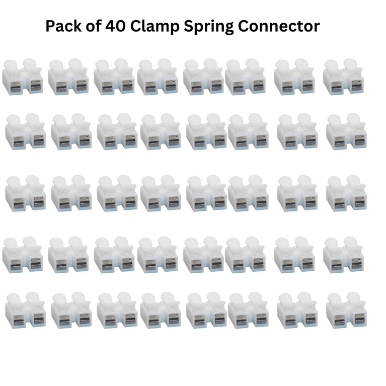 SNOOGG 40 Pack 2 Pin Wire Connectors, Spring Wire Connectors Terminal Cable Clamp Connectors, Quick Terminal Wire Connector for Wire LED Strip Light Wire Connecting