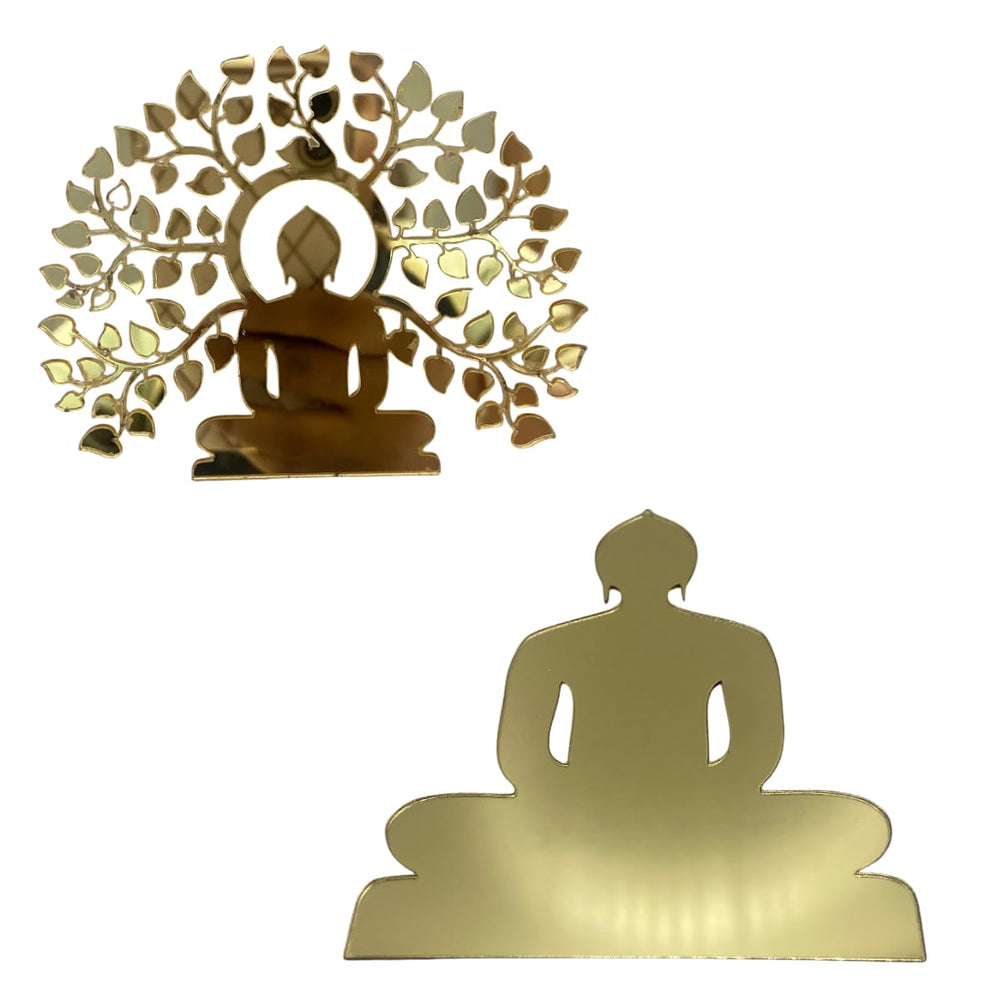 SNOOGG Jainism Lord Mahavir 2 of Type Design of Golden Acrylic Cutout Size 2.5 INCH of 24 Thirthankar Lord Mahavir Swami Pack of 2 for Resin Art DIY and More