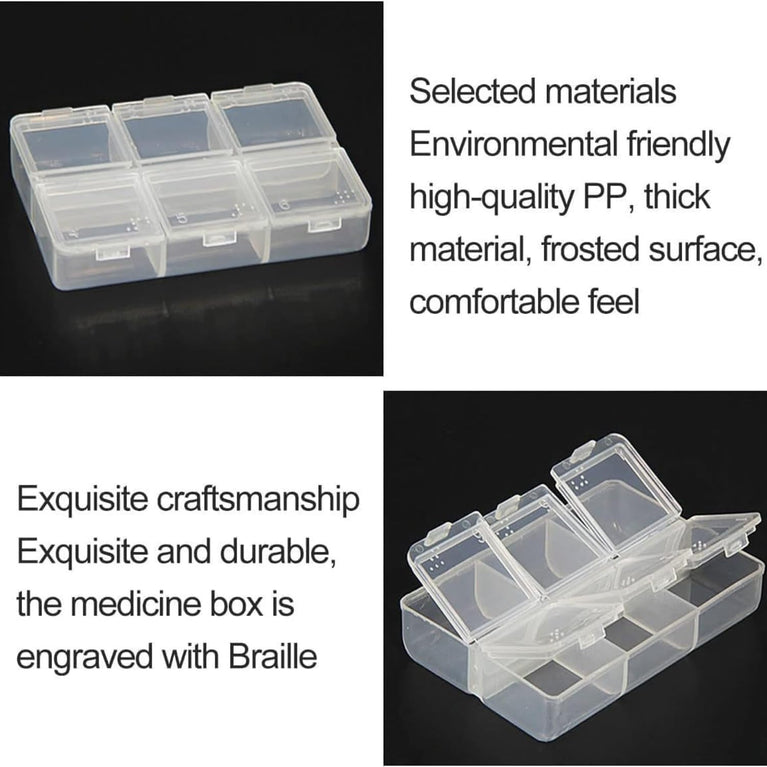 The Snoogg Portable Fold Flip Organizer is a Container Box with Small compartments, Ideal for Storing Medicines, Small Accessories, and Travel Essential (10 Pack â€“ 6 Compartment)