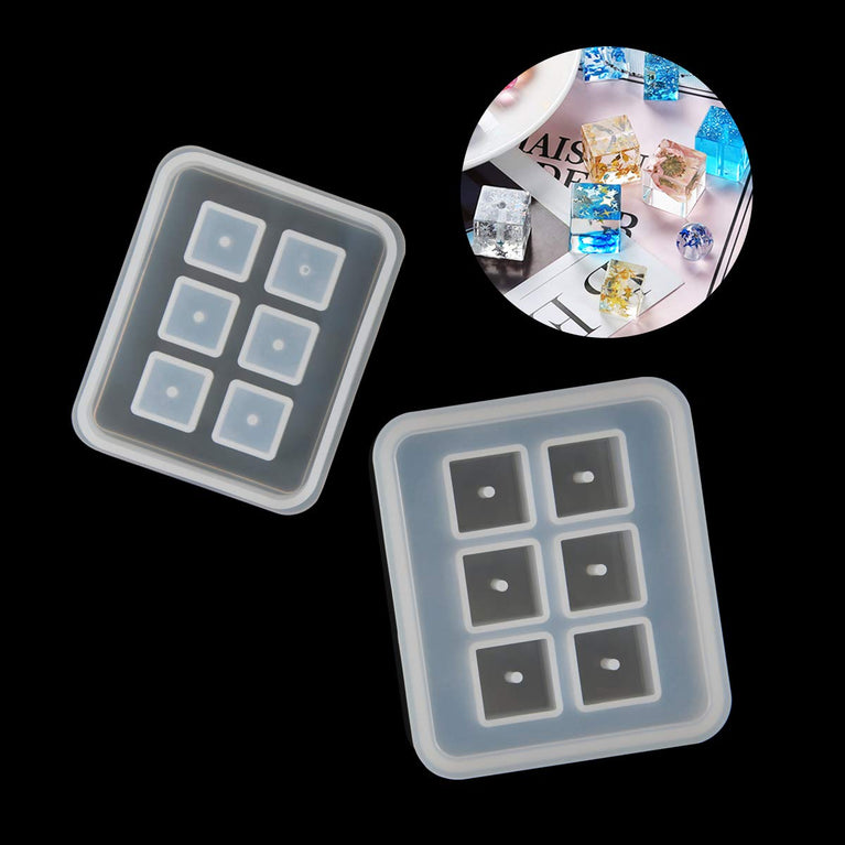 Snoogg Square Ball DIY Silicone square Bead Mold Resin Earring Jewellery Making Molds Craft 6 Cavities Silicone 6 cavities resin mold for small balls decoration. Type square small mold.